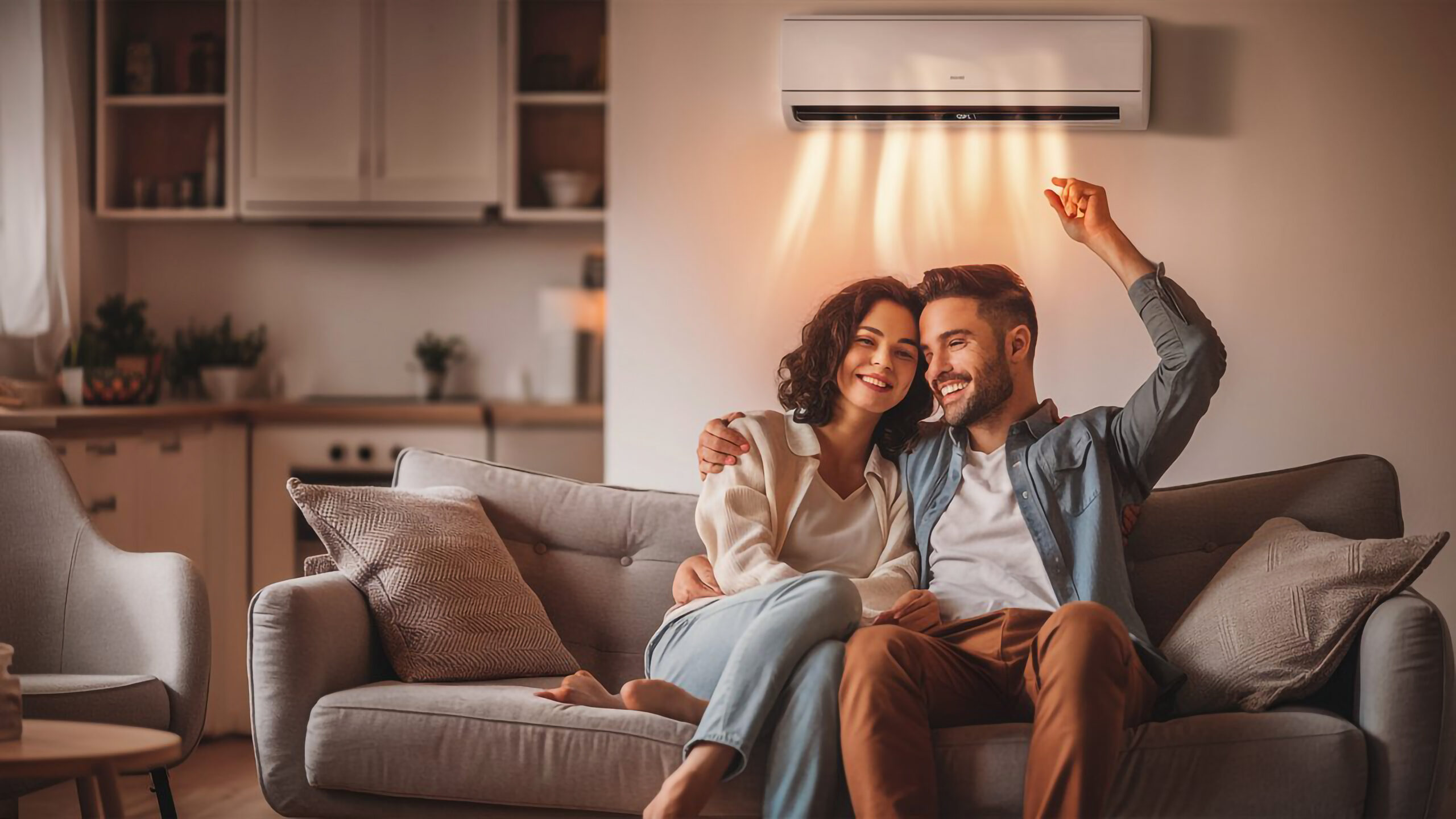 Couple relaxing comfortably at home