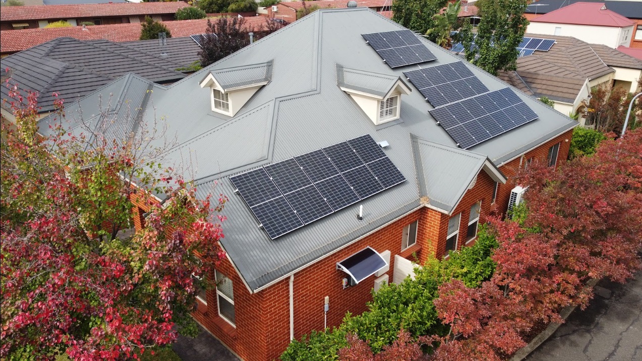 Modern Australian home with rooftop solar panels