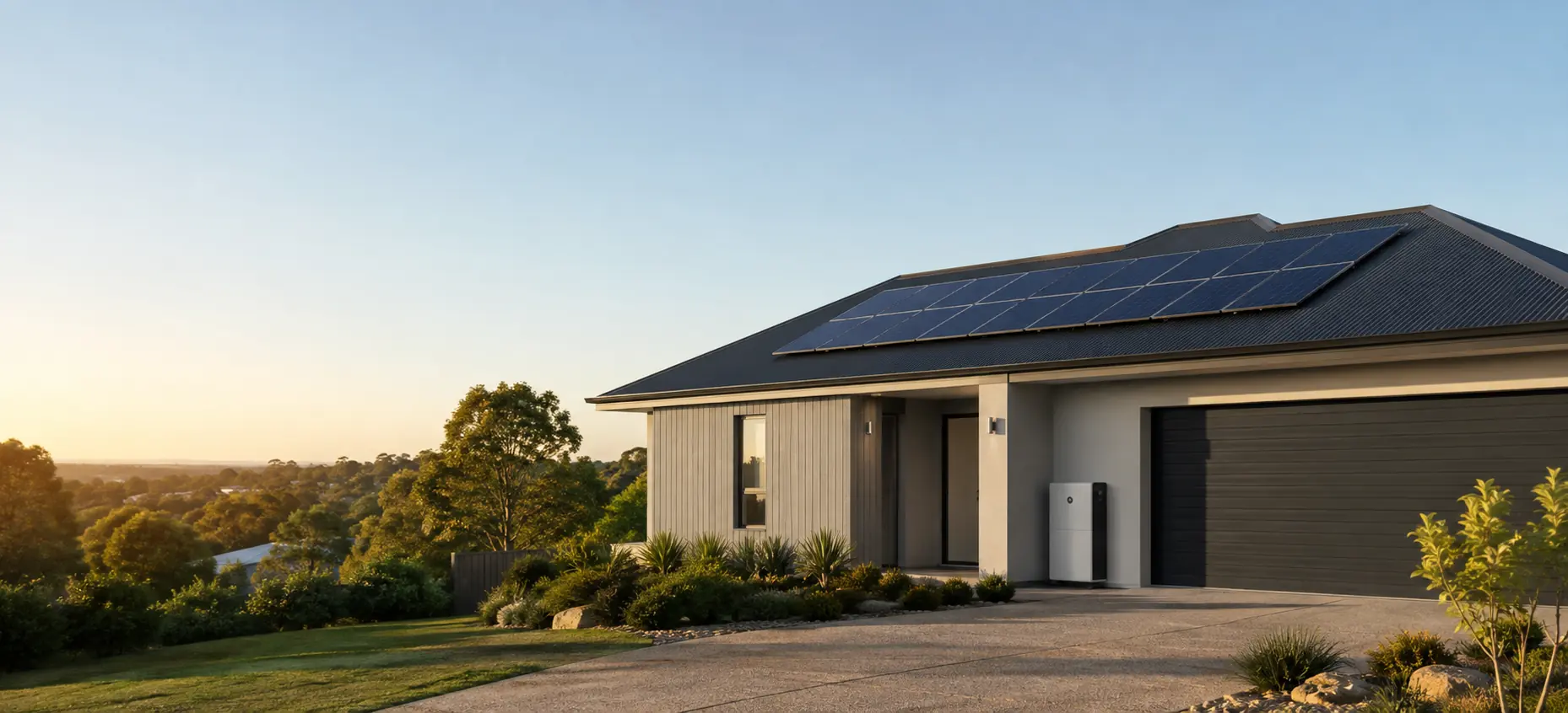 Residential home with rooftop solar panels